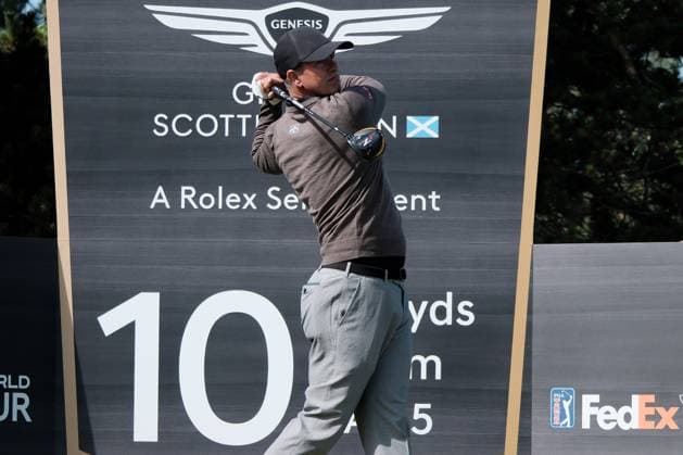UK: The Genesis Scottish Open at The Renaissance Club, North Berwick, Scotland on 08 July 2025: Pictured: Adam Scott (Australia) on the 10th tee during a practice round at the Genesis Scottish Open 2025 at The Renaissance Club, North Berwick, Scotland North Berwick The Renaissance Club Scotland Copyright: xAlexxToddx