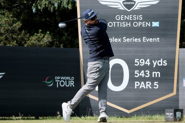 UK: The Genesis Scottish Open at The Renaissance Club, North Berwick, Scotland on 08 July 2025: Pictured: J J Spaun (USA) on the 10th tee during a practice round at the Genesis Scottish Open 2025 at The Renaissance Club, North Berwick, Scotland North Berwick The Renaissance Club Scotland Copyright: xAlexxToddx
