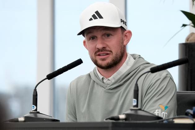 UK: The Genesis Scottish Open at The Renaissance Club, North Berwick, Scotland on 08 July 2025: Pictured: Connor Syme (Scotland) attends a press conference, PK, Pressekonferenz at the Genesis Scottish Open 2025 at The Renaissance Club, North Berwick, Scotland North Berwick The Renaissance Club Scotland Copyright: xAlexxToddx