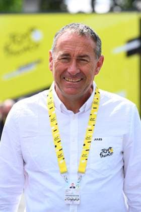 Tour de France 2025 Stage 4 ROUEN, FRANCE - JULY 08 : Gouvenou Thierry (FRA) race director of ASO during stage 4 of the 112th edition of Tour de France an UCI World Tour 2.UWT cycling road race stage for Men Elite of 173 km with start in Amiens Metropole and finish in Rouen on July 8, 2025 in Rouen, France, 08 07 2025 ( Motordriver Kenny Verfaillie - Rouen France  Copyright: xVincentxKalutx