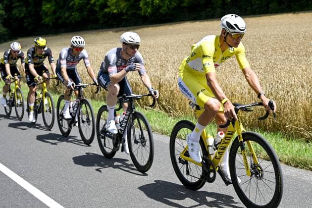 Dutch Mathieu van der Poel of Alpecin-Deceuninck pictured in action during the fourth stage of the 2025 Tour de France cycling, Amien Metropole - Rouen (173 km), on Tuesday 08 July 2025 in France. The 112th edition of the Tour de France starts on Saturday 5 July in Lille, France, and will finish in Paris, France on the 27th of July. POOLxJANxDExMEULENEIR  x128685917x