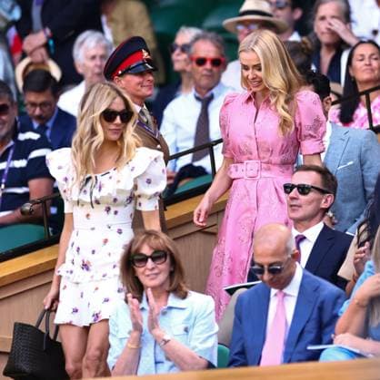 Sienna Miller and Katherine Jenkins in the Royal Box on Centre Court Wimbledon Tennis Championships, Day 9, The All England Lawn Tennis and Croquet Club, London, UK - 08 Jul 2025London The All England Lawn Tennis and United Kingdom  Copyright: xJamesxMarsh Shutterstockx 15389336n