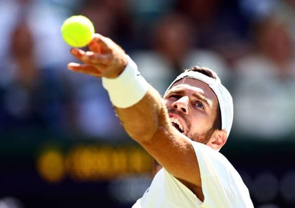 Karen Khachanov during his quarter final match Wimbledon Tennis Championships, Day 9, The All England Lawn Tennis and Croquet Club, London, UK - 08 Jul 2025London The All England Lawn Tennis and United Kingdom  Copyright: xJamesxMarsh Shutterstockx 15389336cp