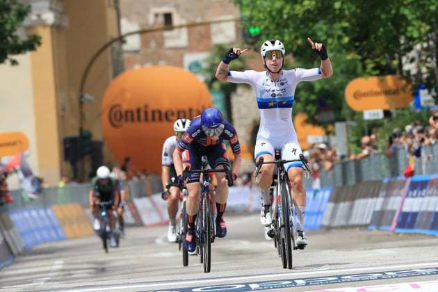 UCI Cycling Race Women Giro d Italia 2025 Pierre Teyssot MAXPPP ; UCI Cycling Race Women Giro d Italia 2025 at Trento, Italy on July 8, 2025. Stage 3 from Vezza d Oglio to Trento 192 km. Victory for the European Champion Lorena Wiebes (NED) SDW ahead of Josie Nelson (GBR) Team Picnic PostNL and third Lotte Kopecky (BEL) SDW. Lorena Wiebes (NED) SD Worx Protime. Pierre Teyssot Maxppp Trento Trentino Italy  Copyright: xMAXPPPxPierrexTeyssotx PT1_6945 TEY2025070821
