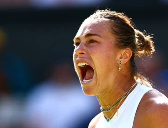 Aryna Sabalenka celebrates during her quarter final match Wimbledon Tennis Championships, Day 9, The All England Lawn Tennis and Croquet Club, London, UK - 08 Jul 2025London The All England Lawn Tennis and United Kingdom  Copyright: xJamesxMarsh Shutterstockx 15389336eh
