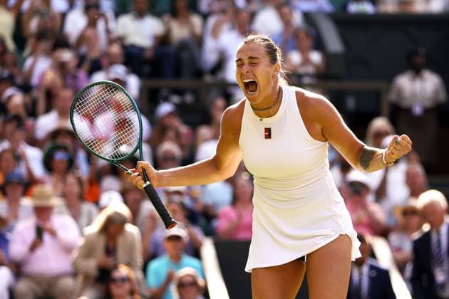 Aryna Sabalenka celebrates victory in her quarter final match Wimbledon Tennis Championships, Day 9, The All England Lawn Tennis and Croquet Club, London, UK - 08 Jul 2025London The All England Lawn Tennis and United Kingdom  Copyright: xEllaxLing Shutterstockx 15389337co