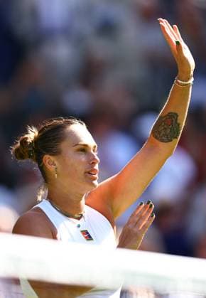 Aryna Sabalenka celebrates victory in her quarter final match Wimbledon Tennis Championships, Day 9, The All England Lawn Tennis and Croquet Club, London, UK - 08 Jul 2025London The All England Lawn Tennis and United Kingdom  Copyright: xJamesxMarsh Shutterstockx 15389336eq