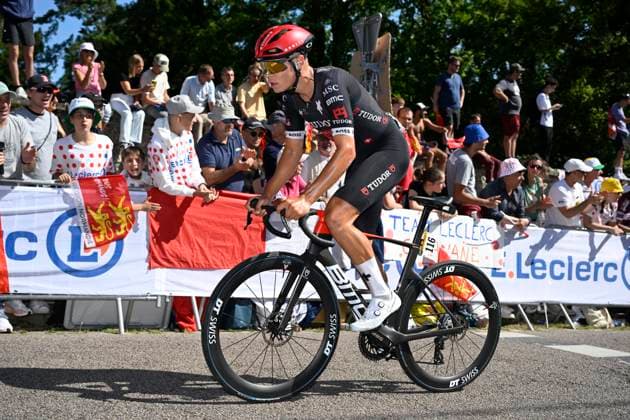 Tour de France 2025 Stage 4 ROUEN, FRANCE - JULY 08 : Mayrhofer Marius (GER) of Tudor Pro Cycling Team during stage 4 of the 112th edition of Tour de France an UCI World Tour 2.UWT cycling road race stage for Men Elite of 173 km with start in Amiens Metropole and finish in Rouen on July 8, 2025 in Rouen, France, 08 07 2025 ( Motordriver Kenny Verfaillie - Rouen France  Copyright: xJanxDexMeuleneirx
