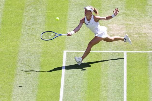 Laura Siegemund, GER, during quarterfinal of 2025 All England Lawn Tennis Championships at Wimbledon, womens singles, London, 08 07 2025