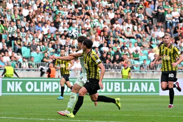 Ljubljana, Slovenia, July 8th 2025: Marko Brest of Olimpija Ljubljana (L) during the UEFA Champions League, First qualifying round, 1st leg, match between Olimpija Ljubljana and Kairat Almaty at Stadium Stozice, Ljubljana, Slovenia. (Igor Kupljenik SPP) Copyright: xIgorxKupljenikx xSPPx spp-en-IgKuSp-IK5_9741
