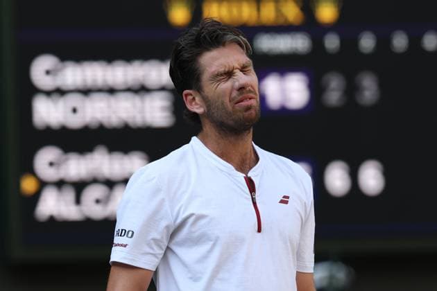 July 8, 2025, London, Celestynow, United Kingdom: CAMERON NORRIE of United Kingdom during the match against C. Alcaraz of Spain in the quarterfinal of Championships 2025 at Wimbledon AELTC in London. Norrie lost 2:6, 3:6, 3:6 London United Kingdom - ZUMAc278 20250708_zsp_c278_057 Copyright: xMarcinxCholewinskix