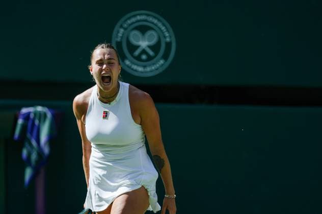 Wimbledon 2025 Day 9 Aryna Sabalenka v Laura Siegemund Wimbledon Championships 2025 Day 9, 08 07 25 Ladies’ Singles - Quarter Final Centre Court Aryna Sabalenka v Laura Siegemund Aryna Sabalenka celebrates winning in 3 sets  Copyright: xMarcxAspland ThexTimesx NINTCHDBPICT001008481453