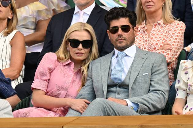 Wimbledon Tennis Championships - Day 9 LONDON, UNITED KINGDOM - JULY 08: Katherine Jenkins and Andrew Levitas watch tennis from the Royal Box during the ninth day of the 2025 Wimbledon Championships at The All England Lawn Tennis and Croquet Club in Wimbledon on July 8, 2025, in London, England. Ray Tang Anadolu London United Kingdom. Editorial use only. Please get in touch for any other usage.  Copyright: x2025xAnadoluxRayxTangx