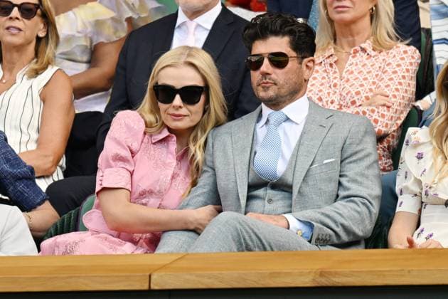 Wimbledon Tennis Championships - Day 9 LONDON, UNITED KINGDOM - JULY 08: Katherine Jenkins and Andrew Levitas watch tennis from the Royal Box during the ninth day of the 2025 Wimbledon Championships at The All England Lawn Tennis and Croquet Club in Wimbledon on July 8, 2025, in London, England. Ray Tang Anadolu London United Kingdom. Editorial use only. Please get in touch for any other usage.  Copyright: x2025xAnadoluxRayxTangx