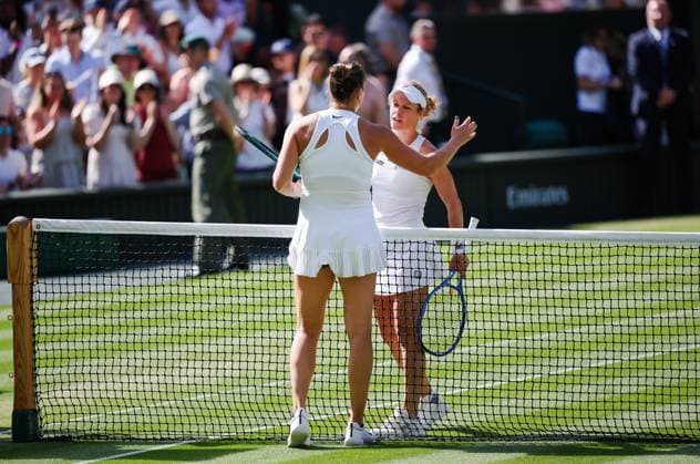 Wimbledon 2025 Day 9 Aryna Sabalenka v Laura Siegemund Wimbledon Championships 2025 Day 9, 08 07 25 Ladies’ Singles - Quarter Final Centre Court Aryna Sabalenka v Laura Siegemund Aryna Sabalenka celebrates winning in 3 sets  Copyright: xMarcxAspland ThexTimesx NINTCHDBPICT001008481889