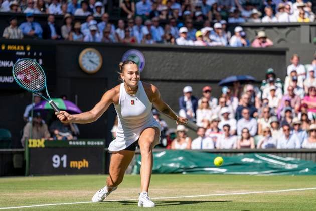 Aryna Sabalenka during her Wimbledon 2025 Women?s Singles Quarter Final match against Laura Siegemund at the All England Tennis Club in London, England (Richard Callis Sports Press Photo SPP) Copyright: xRichardxCallis SportsxPressxPhotox xSPPx spp-en-RiCaPrPh-SPP25_RiCa_08072025-1360184