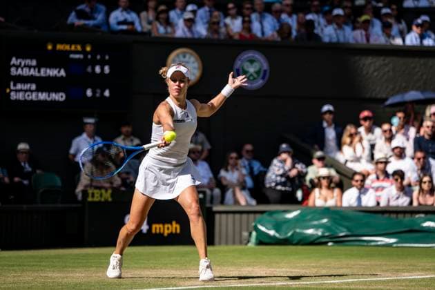 Laura Siegemund during her Wimbledon 2025 Women?s Singles Quarter Final match against Aryna Sabalenka at the All England Tennis Club in London, England (Richard Callis Sports Press Photo SPP) Copyright: xRichardxCallis SportsxPressxPhotox xSPPx spp-en-RiCaPrPh-SPP25_RiCa_08072025-1360428