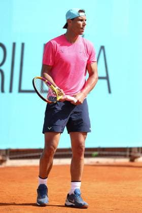 April 29, 2022, MADRID, MADRID, SPAIN: Rafael Nadal of Spain practices during the Mutua Madrid Open 2022 celebrated at La Caja Magica on April 29, 2022, in Madrid, Spain. Copyright: xOscarxJ.xBarrosox