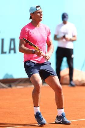 April 29, 2022, MADRID, MADRID, SPAIN: Rafael Nadal of Spain practices during the Mutua Madrid Open 2022 celebrated at La Caja Magica on April 29, 2022, in Madrid, Spain. Copyright: xOscarxJ.xBarrosox