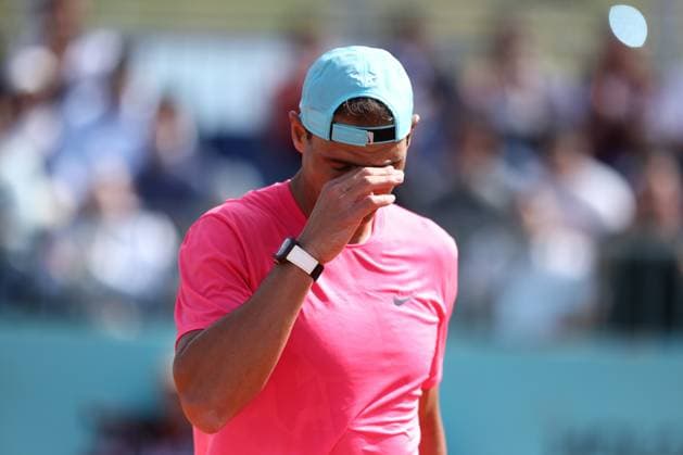April 29, 2022, MADRID, MADRID, SPAIN: Rafael Nadal of Spain practices during the Mutua Madrid Open 2022 celebrated at La Caja Magica on April 29, 2022, in Madrid, Spain. Copyright: xOscarxJ.xBarrosox