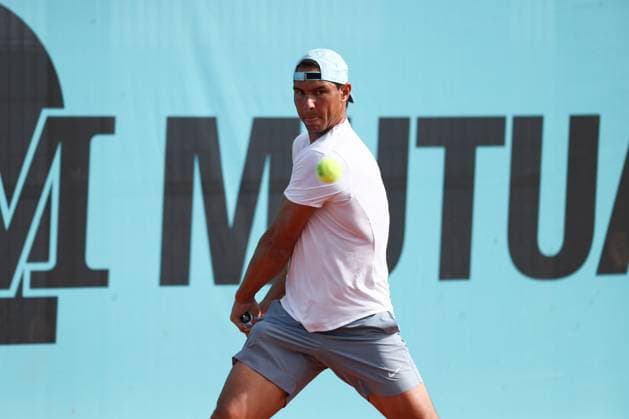 April 30, 2022, MADRID, MADRID, SPAIN: Rafael Nadal of Spain practices during the Mutua Madrid Open 2022 celebrated at La Caja Magica on April 30, 2022, in Madrid, Spain. Copyright: xOscarxJ.xBarrosox