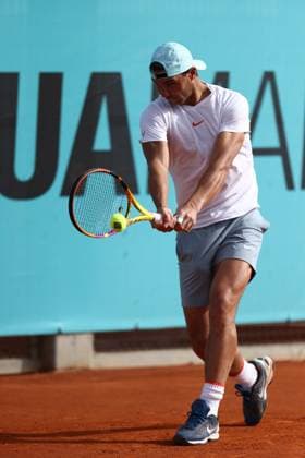 April 30, 2022, MADRID, MADRID, SPAIN: Rafael Nadal of Spain practices during the Mutua Madrid Open 2022 celebrated at La Caja Magica on April 30, 2022, in Madrid, Spain. Copyright: xOscarxJ.xBarrosox