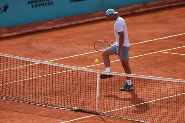 April 30, 2022, MADRID, MADRID, SPAIN: Rafael Nadal of Spain practices during the Mutua Madrid Open 2022 celebrated at La Caja Magica on April 30, 2022, in Madrid, Spain. Copyright: xOscarxJ.xBarrosox