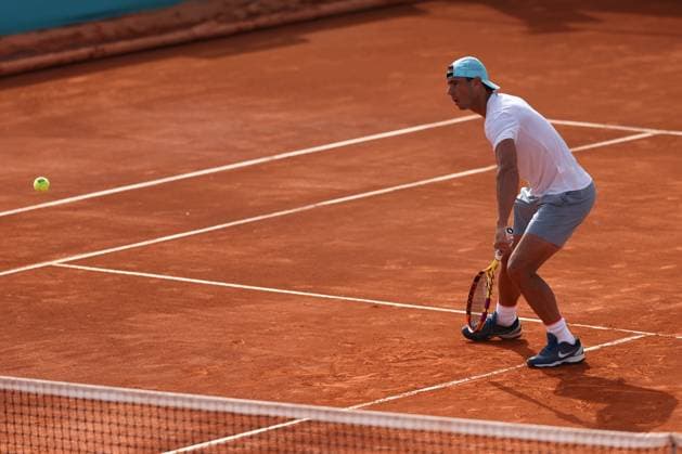 April 30, 2022, MADRID, MADRID, SPAIN: Rafael Nadal of Spain practices during the Mutua Madrid Open 2022 celebrated at La Caja Magica on April 30, 2022, in Madrid, Spain. Copyright: xOscarxJ.xBarrosox
