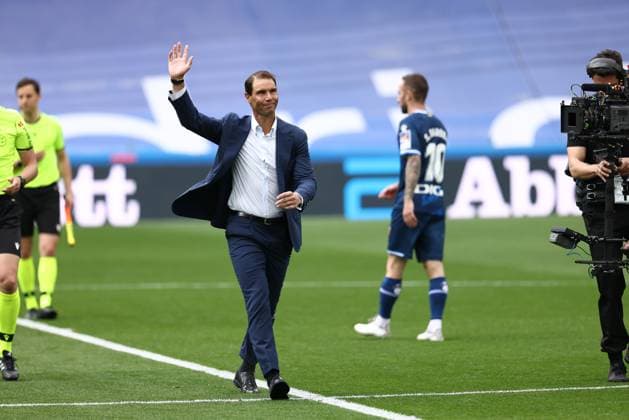 April 30, 2022, MADRID, MADRID, SPAIN: Rafael Nadal, tennis player of Spain, is seen during the spanish league, La Liga Santander, football match played between Real Madrid and RCD Espanyol at Santiago Bernabeu stadium on April 30, 2022. Copyright: xOscarxJ.xBarrosox