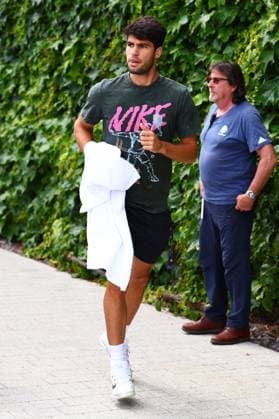 Carlos Alcaraz on the practice courts Wimbledon Tennis Championships, Day 10, The All England Lawn Tennis and Croquet Club, London, UK - 09 Jul 2025London The All England Lawn Tennis and United Kingdom  Copyright: xJamesxMarsh Shutterstockx 15389394i
