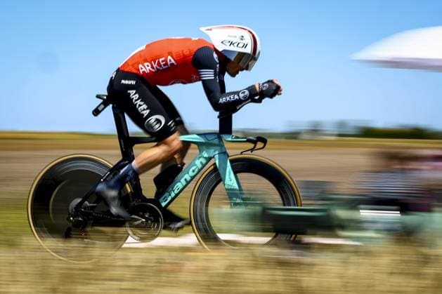 French Arnaud Demare of Arkea-BB Hotels pictured in action during stage five of the 2025 Tour de France cycling, a 33km time trial in Caen, France on Wednesday 09 July 2025. The 112th edition of the Tour de France starts on Saturday 5 July in Lille, France, and will finish in Paris, France on the 27th of July. JASPERxJACOBS  x128759059x