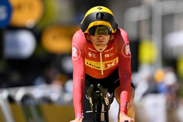 Tour de France 2025 Stage 5 CAEN, FRANCE - JULY 09 : Wærenskjold Søren (NOR) of Uno-X Mobility during stage 5 of the 112th edition of Tour de France an UCI World Tour 2.UWT Individual Time Trial stage for Men Elite of 33 km with start in Caen and finish in Caen on July 9, 2025 in Caen, France, 09 07 2025 ( Motordriver Kenny Verfaillie - Caen France  Copyright: xJanxDexMeuleneirx
