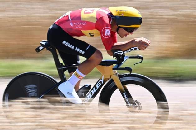 Tour de France 2025 Stage 5 CAEN, FRANCE - JULY 09 : Johannessen Anders (NOR) of Uno-X Mobility during stage 5 of the 112th edition of Tour de France an UCI World Tour 2.UWT Individual Time Trial stage for Men Elite of 33 km with start in Caen and finish in Caen on July 9, 2025 in Caen, France, 09 07 2025 ( Motordriver Kenny Verfaillie - Caen France  Copyright: xVincentxKalutx