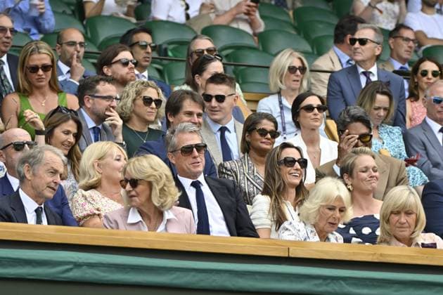 Tennis : Wimbledon -2025 - ITF - Tennis - Wimbledon - ITF - Queen Camilla dans la Royal Box Hugues Grant GB  Copyright: xChryslenexCaillaudx xPznewzx