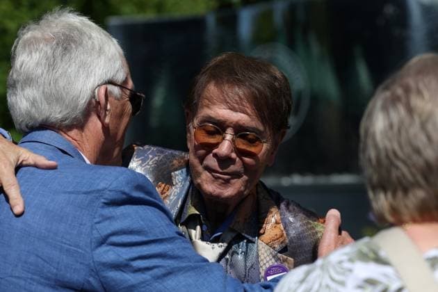 9th July 2025; All England Lawn Tennis and Croquet Club, London, England; Wimbledon Tennis Tournament, Day 10; Cliff Richard arrives at Wimbledon greeted by friends  ActionPlus12811555 JohnxPatrickxFletcher