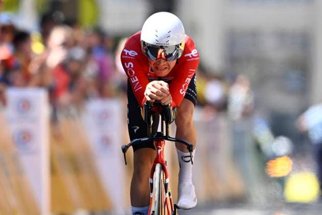 Tour de France 2025 Stage 5 CAEN, FRANCE - JULY 09 : Foss Tobias (NOR) of INEOS Grenadiers during stage 5 of the 112th edition of Tour de France an UCI World Tour 2.UWT Individual Time Trial stage for Men Elite of 33 km with start in Caen and finish in Caen on July 9, 2025 in Caen, France, 09 07 2025 ( Motordriver Kenny Verfaillie - Caen France  Copyright: xJanxDexMeuleneirx