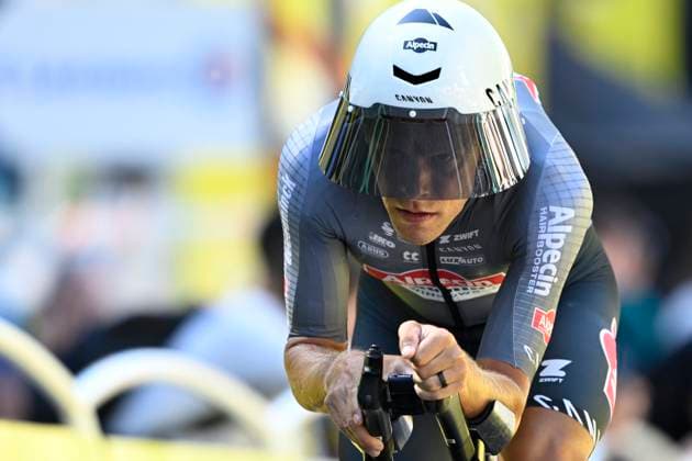Tour de France 2025 Stage 5 CAEN, FRANCE - JULY 09 : Meurisse Xandro (BEL) of Alpecin - Deceuninck during stage 5 of the 112th edition of Tour de France an UCI World Tour 2.UWT Individual Time Trial stage for Men Elite of 33 km with start in Caen and finish in Caen on July 9, 2025 in Caen, France, 09 07 2025 ( Motordriver Kenny Verfaillie - Caen France  Copyright: xJanxDexMeuleneirx
