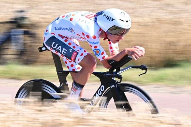 Tour de France 2025 Stage 5 CAEN, FRANCE - JULY 09 : Pogacar Tadej (SLO) of UAE Team Emirates during stage 5 of the 112th edition of Tour de France an UCI World Tour 2.UWT Individual Time Trial stage for Men Elite of 33 km with start in Caen and finish in Caen on July 9, 2025 in Caen, France, 09 07 2025 ( Motordriver Kenny Verfaillie - Caen France  Copyright: xVincentxKalutx