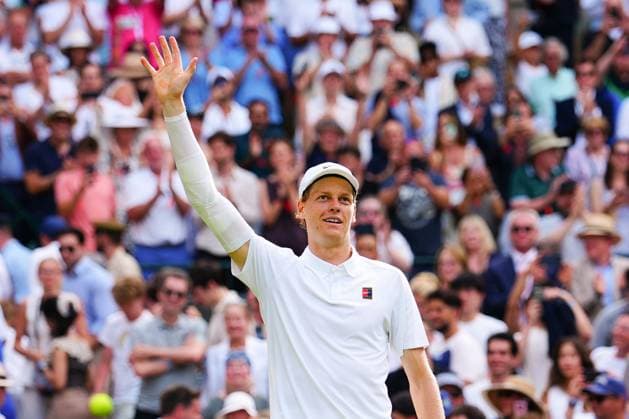 Jannik Sinner celebrates victory in his quarter final match Wimbledon Tennis Championships, Day 10, The All England Lawn Tennis and Croquet Club, London, UK - 09 Jul 2025London The All England Lawn Tennis and United Kingdom  Copyright: xJavierxGarcia Shutterstockx 15389393gw