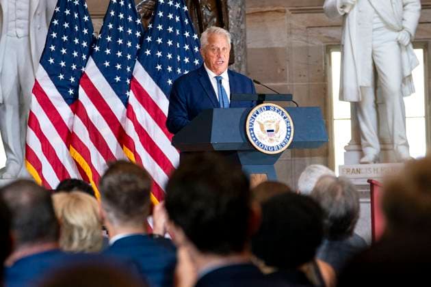 American cyclist Greg Lemond speaks after receiving the Congressional Medal of Honor in Statuary Hall at the U.S. Capitol in Washington, DC on Wednesday, July 9, 2025. Lemond, the first American to win the Tour de France, was awarded the medal in 2020 but the ceremony was delayed due to the COVID-19 pandemic.  WAP20250709305 BONNIExCASH