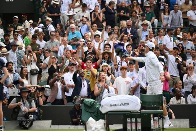 Wimbledon Championships 2025 Day 10 Sinner v Ben Shelton Wimbledon Championships 2025 Day 10, 09 07 25 Gentlemens’ Singles - Quarter Final No.1 Court Jannik Sinner v Ben Shelton Jannik Sinner wins in straight sets  Copyright: xMarcxAspland ThexTimesx NINTCHDBPICT001008748736
