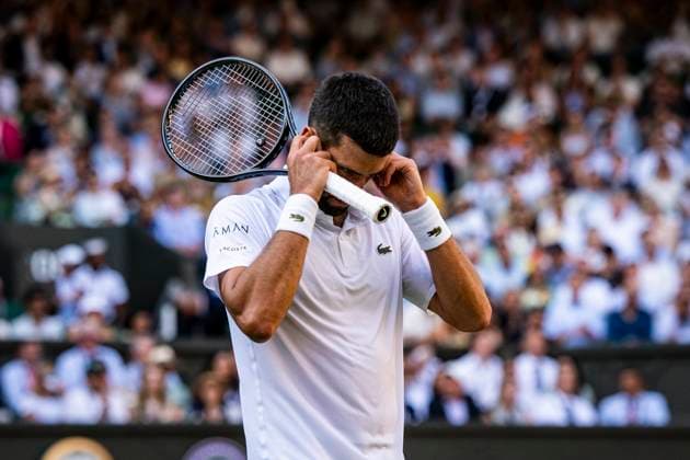 Novak Djokovic during his Wimbledon 2025 Men s Quarter Final tennis match against Flavio Cobolli at the All England Tennis Club in London, England. (Richard Callis Sports Press Photo SPP) Copyright: xRichardxCallis SportsxPressxPhotox xSPPx spp-en-RiCaPrPh-SPP25_richiecallis_09072025_22618