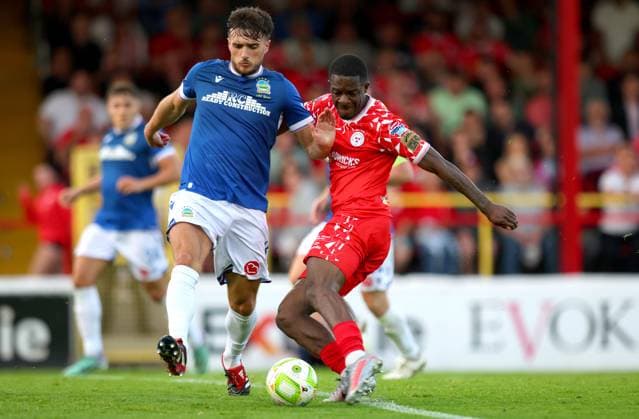 UEFA Champions League First Qualifying Round First Leg, Tolka Park, Dublin 9 7 2025 Shelbourne vs Linfield Shels™ Mipo Odubeko scores the firat goal of the game Mipo Odubeko scores the firat goal 9 7 2025  Copyright: x INPHO RyanxByrnex RB1_1012