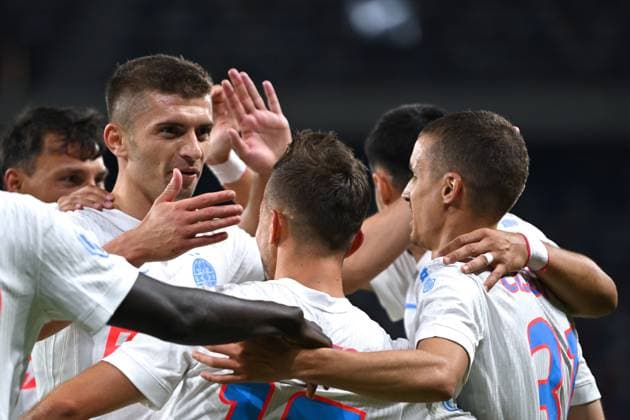 BUCHAREST - UEFA CHAMPIONS LEAGUE - FCSB - INTER CLUB D ESCALDES Marius Stefanescu of FCSB recats after scoring his side third goal during the UEFA Champions League 2025 2026 First qualifying round game between FCSB and Inter Club d Escaldes, Steaua Stadium, July 09, 2025. Imago Images Alex Nicodim Copyright: xAlexxNicodimx