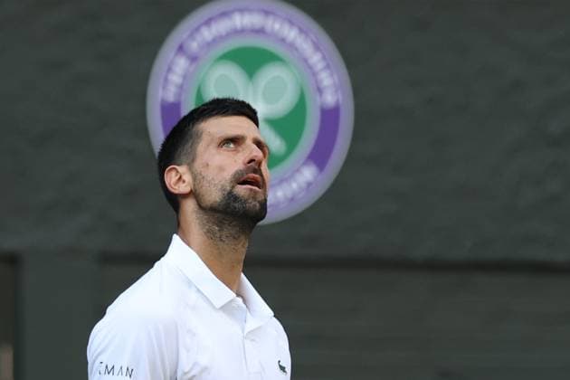 July 9, 2025, London, Celestynow, United Kingdom: NOVAK DJOKOVIC of Serbia during the match against F. Cobolli of Italy in quarter-finals of Championships 2025 at Wimbledon AELTC in London. Djokovic won 6:7 (6-8), 6:2, 7:5, 6:4 London United Kingdom - ZUMAc278 20250709_zsp_c278_076 Copyright: xMarcinxCholewinskix