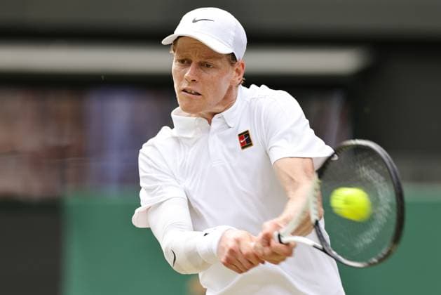 Jannik Sinner, ITA, during quarterfinal of 2025 All England Lawn Tennis Championships at Wimbledon, mens singles, London, 09 07 2025