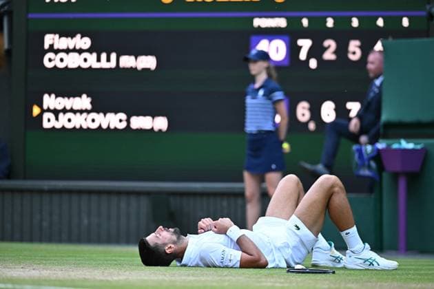 Wimbledon - Quarter Final Round Novak Djokovic (SRB) during his quarter final round match at the 2025 Wimbledon Championships at the AELTC in London, GREAT BRITAIN, on July 9, 2025. Photo by Corinne Dubreuil ABACAPRESS.COM London United Kingdom  Copyright: xDubreuilxCorinne ABACAx
