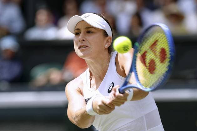 Tennis: Wimbledon championships Belinda Bencic of Switzerland plays against Russian Mirra Andreeva in the women s singles quarterfinals at the Wimbledon tennis tournament in London on July 9, 2025.  A14AA0004715459P