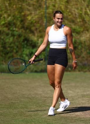Wimbledon Championships 2025 AELTC, Day Eleven London, UK - 10 07 2025 Aryna Sabalenka practices in Aorangi Park at Wimbledon ahead of her Semi Final match against Amanda Anisimova (USA) in the 2025 Championships London Wimbledon London GBR, UK NEWSPAPERS OUT Copyright: xMarkxGreenwoodx