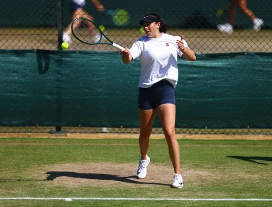 Wimbledon Championships 2025 AELTC, Day Eleven London, UK - 10 07 2025 Amanda Anisimova (USA) practices in Aorangi Park at Wimbledon ahead of her Semi Final match against Aryna Sabalenka in the 2025 Championships London Wimbledon London GBR, UK NEWSPAPERS OUT Copyright: xMarkxGreenwoodx